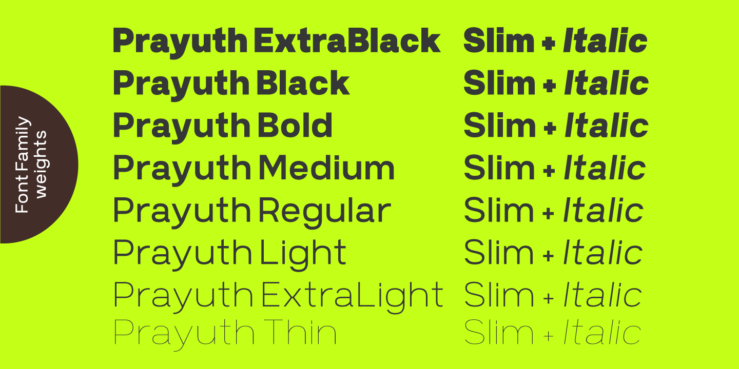 Prayuth Slim Black Italic Font preview